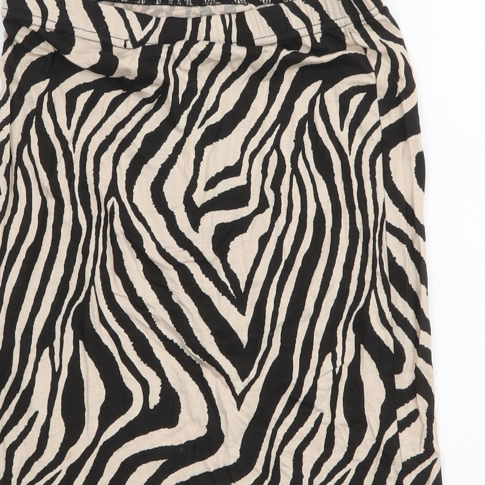 PRETTYLITTLETHING Womens Black Animal Print Viscose Mini Skirt Size 8