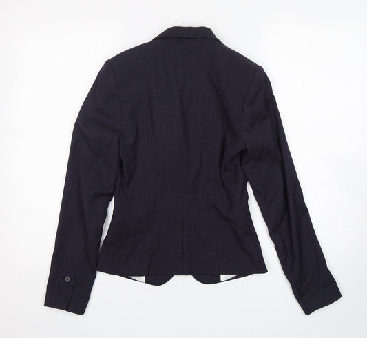 H&M Womens Blue Polka Dot Polyester Jacket Blazer Size 4