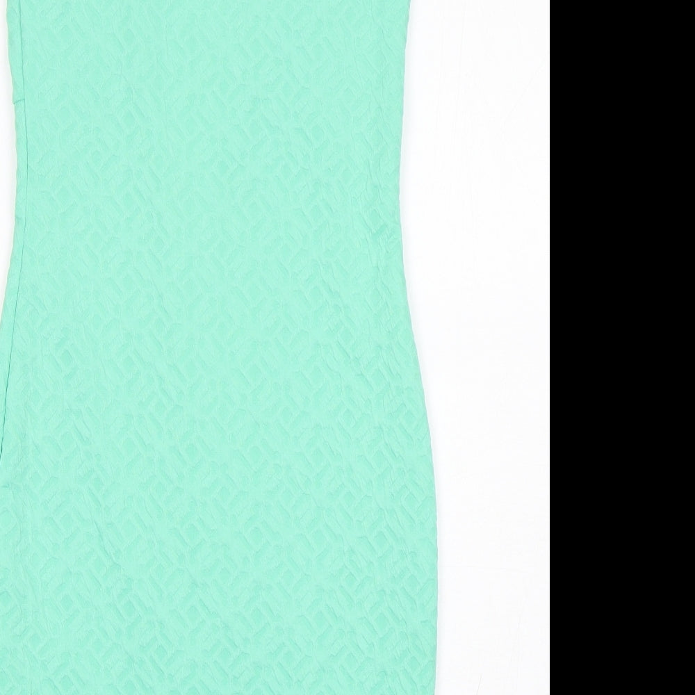 Ariana Womens Green Viscose Pencil Dress Size 10 Round Neck Zip