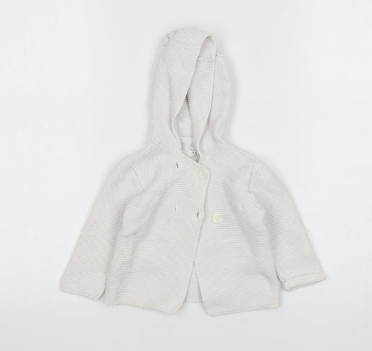 Primark Girls White Cotton Cardigan Jumper Size 6-9 Months Button