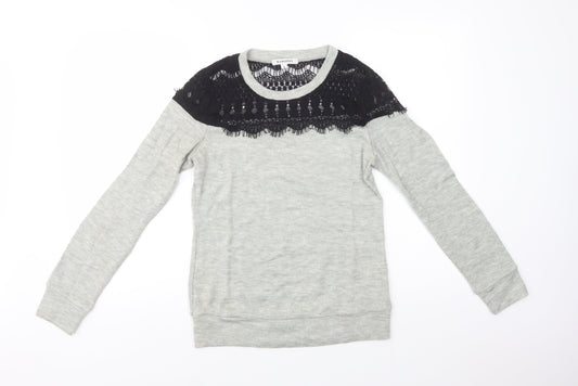 Womens UK Size S Glamorous Grey Henley Jumper