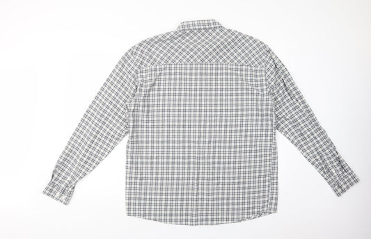 Boohoo Man Mens Grey Plaid Cotton Button-Up Size M Collared Button