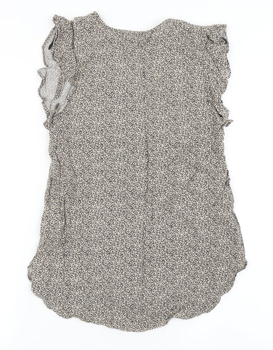 Papaya Womens Brown Animal Print Viscose Basic Blouse Size 8 V-Neck