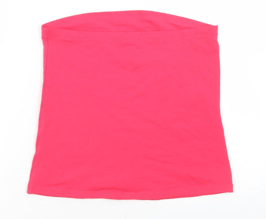 F&F Womens Pink Cotton Basic T-Shirt Size 12 Square Neck - Bandeau