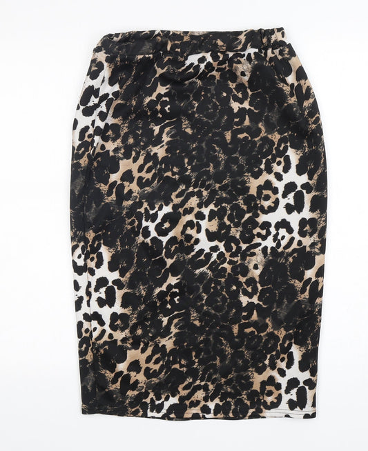 Boohoo Womens Multicoloured Animal Print Polyester Straight & Pencil Skirt Size 10