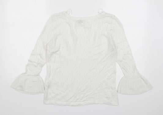 Womens UK Size M Stradivarius White Pullover Jumper