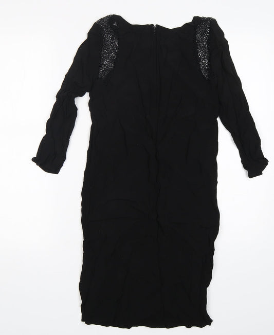Glassons Womens Black Viscose Mini Size 8 Round Neck