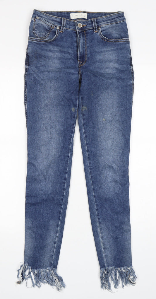 Additional front view of Mango women’s blue cotton skinny jeans, size UK 8, 30-inch leg regular
