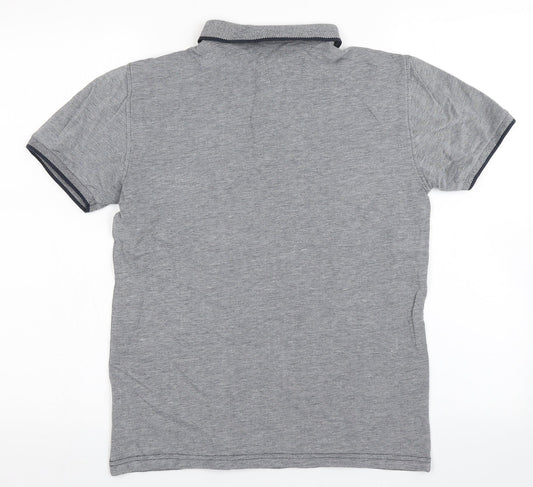 Primark Mens Grey 100% Cotton Polo Size XS Collared Button