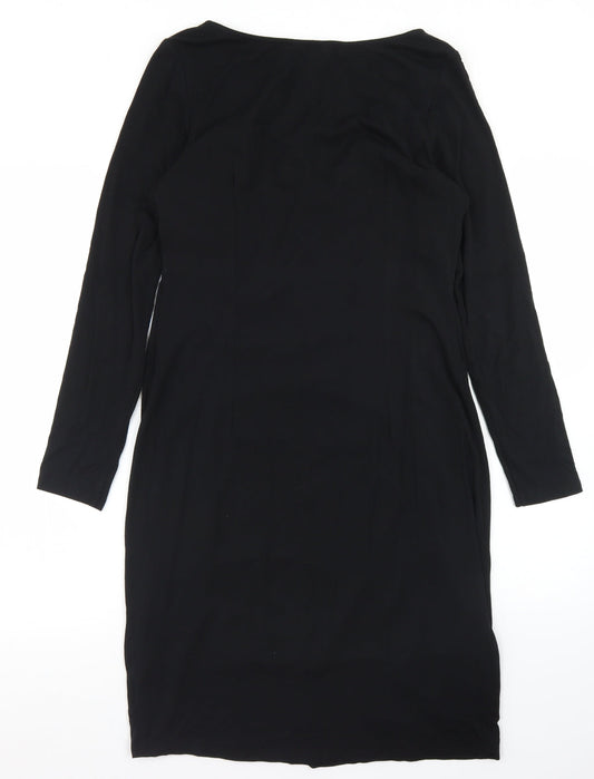 Per Una Womens Black Viscose Sheath Size 12 Round Neck - Lace Trime