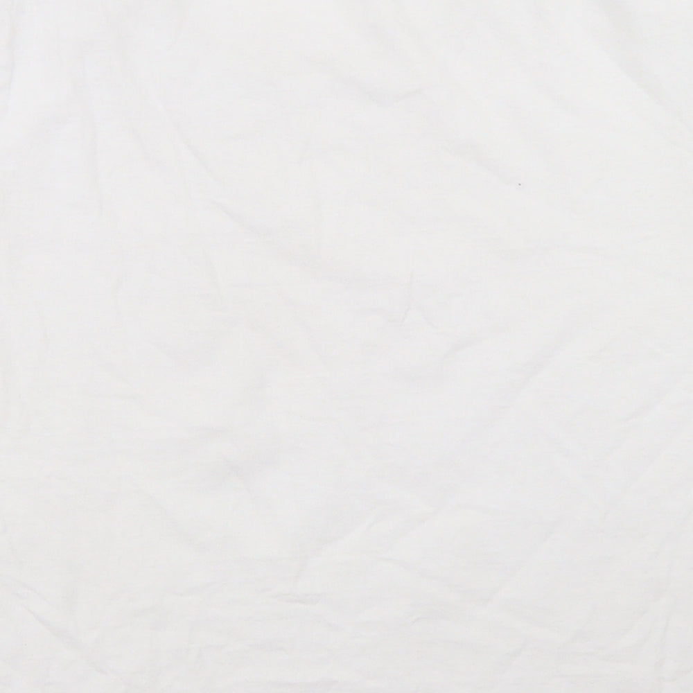 Boohoo Womens White Cotton Cropped T-Shirt Size 16 Crew Neck