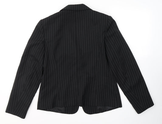 George Womens Black Striped Jacket Blazer Size 14 Button