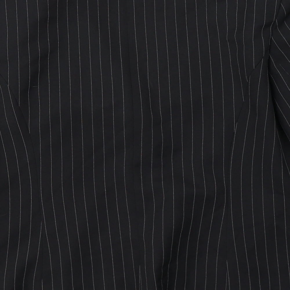 George Womens Black Striped Jacket Blazer Size 14 Button