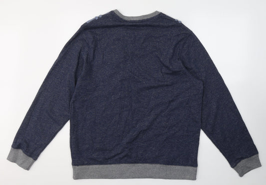 George Mens Blue Cotton Pullover Sweatshirt Size L