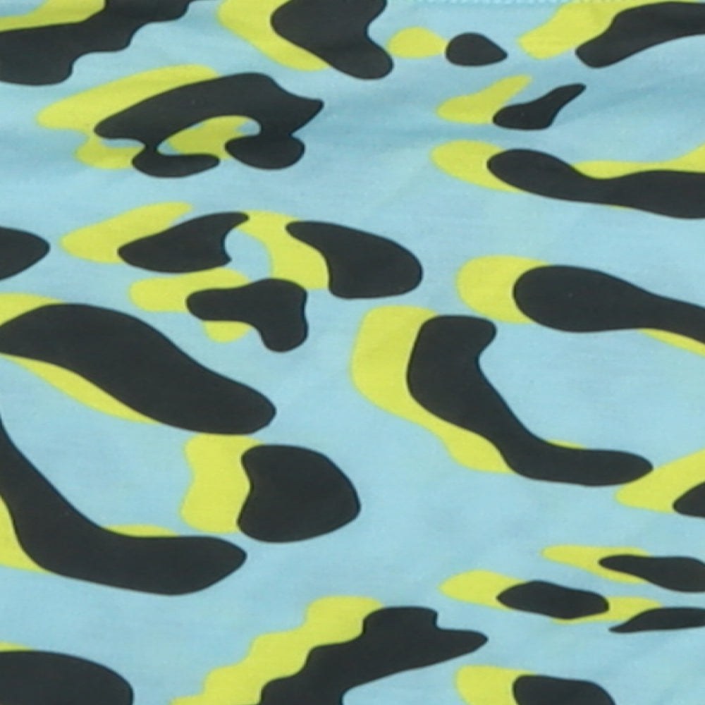 Hype Girls Blue Animal Print Polyester Cropped T-Shirt Size 5-6 Years Crew Neck Pullover