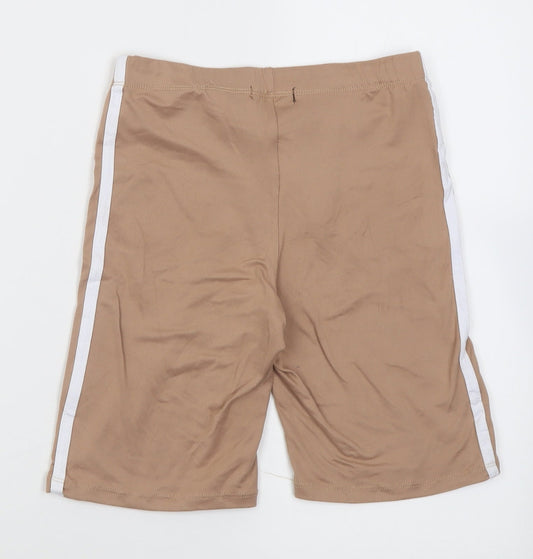 Brave Soul Womens Beige Striped Polyester Biker Shorts Size XS L7 in Regular Pull On