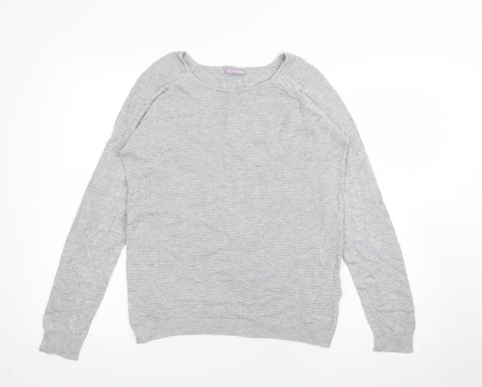 Additional front view of Avenue women’s grey round neck viscose jumper, size UK 14