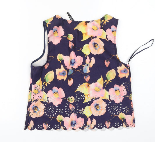 Quiz Womens Multicoloured Floral Polyester Basic Tank Size 8 Round Neck