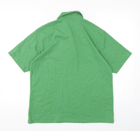Saville Row Mens Green Cotton Polo Size M Collared Pullover