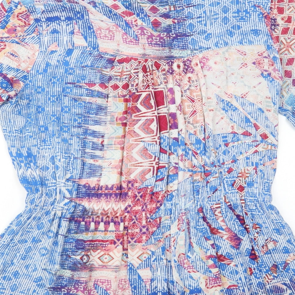 Womens UK Size 8 Yest Blue Tunic Blouse