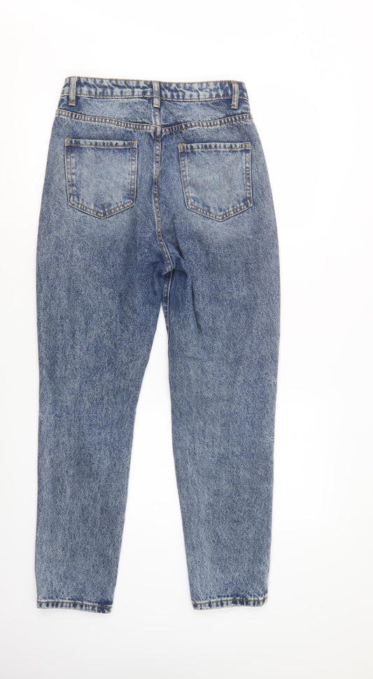 SheIn Womens Blue Cotton Boyfriend Jeans Size S L29 in Regular Button