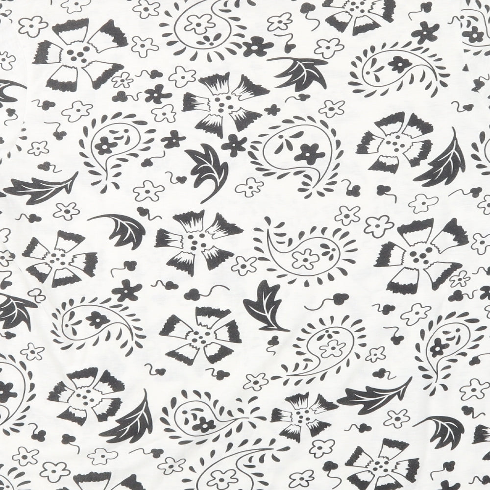 Damart Womens White Paisley Polyester Basic T-Shirt Size M Crew Neck