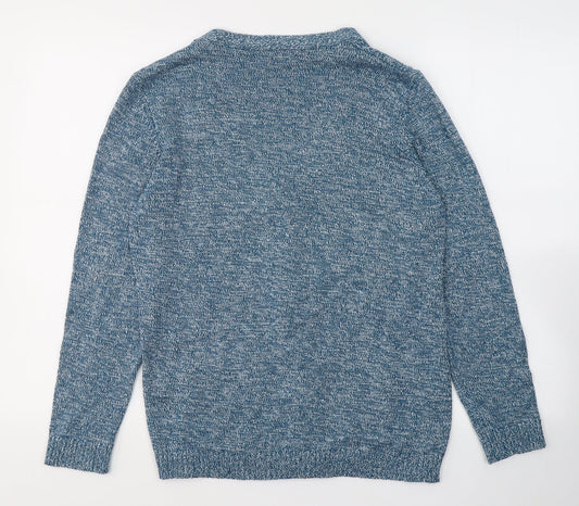 Damart Womens Blue V-Neck Acrylic Cardigan Jumper Size M