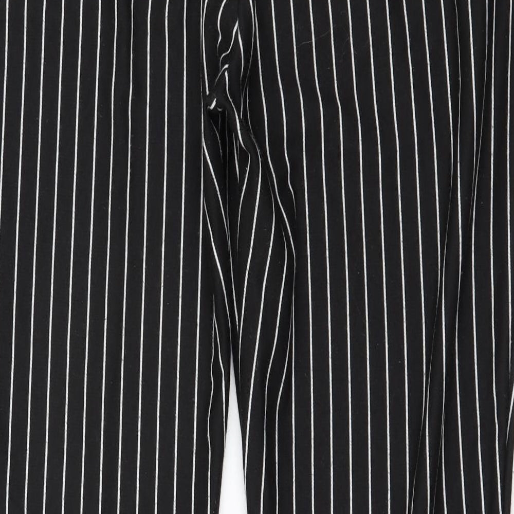 Zara Womens Black Striped Polyester Trousers Size XL L27 in Regular