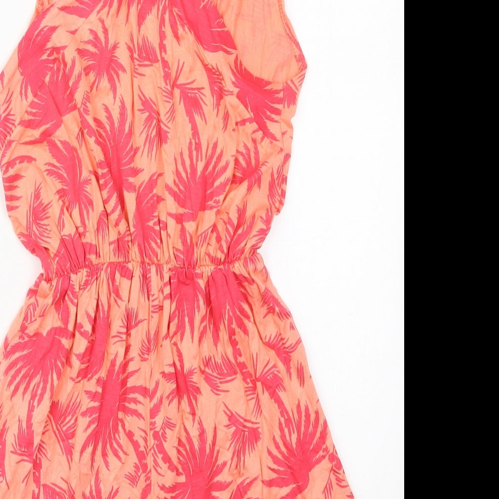 Missguided Womens Pink Floral Viscose Playsuit One-Piece Size 6 Pullover