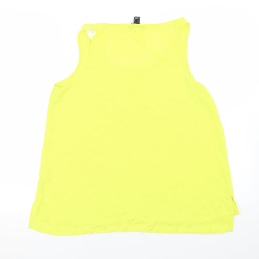Primark Womens Yellow Polyester Basic Blouse Size 14 Round Neck