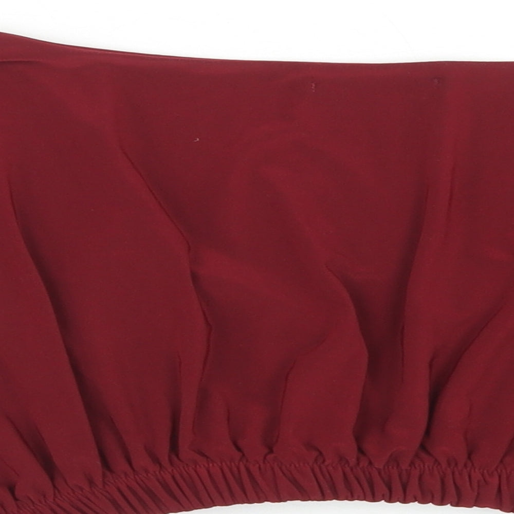 Womens UK Size 10 PRETTYLITTLETHING Red Cropped Blouse