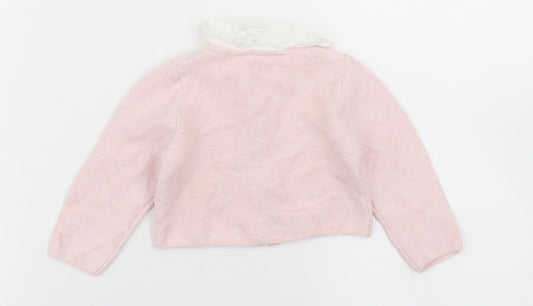TU Girls Pink Cotton Cardigan Jumper Size 3-6 Months Button