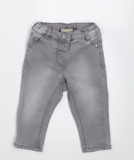 NEXT Girls Grey Cotton Capri Jeans Size 6-9 Months Button