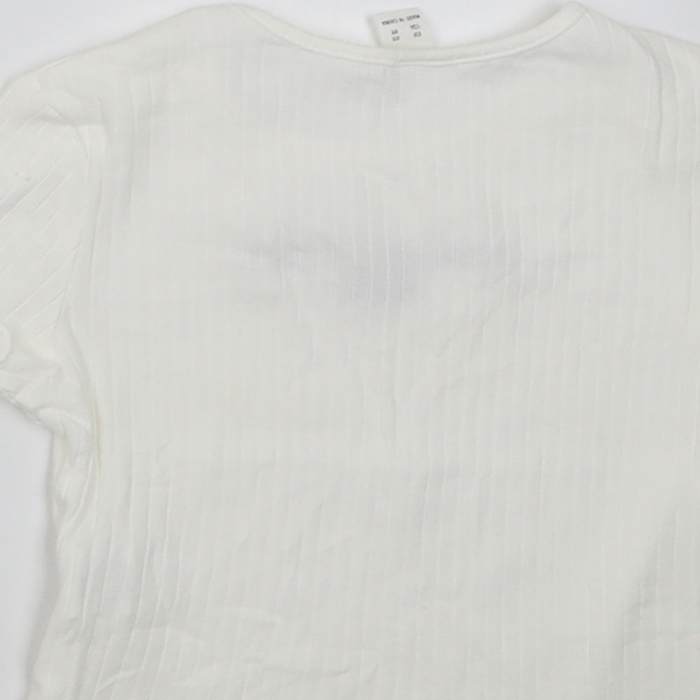 SheIn Girls White Cotton Cropped T-Shirt Size 9 Years Crew Neck Pullover - if you can be anything be kind