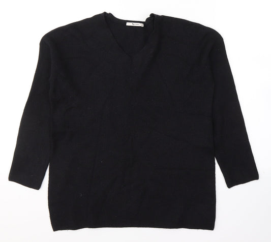 Additional front view of Tu women’s black round neck viscose jumper, size UK 8