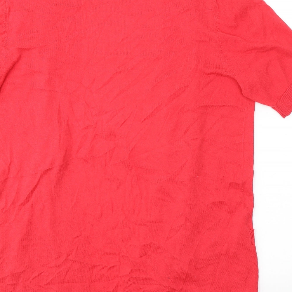 F&F Womens Red Cotton Basic T-Shirt Size 14 V-Neck