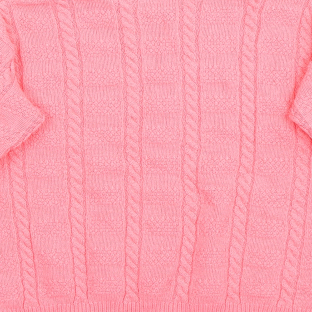 New Choice Womens Pink Crew Neck Acrylic Pullover Jumper Size S