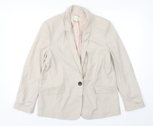 Additional front view of River Island women’s beige polyester jacket suit jacket, size UK 10