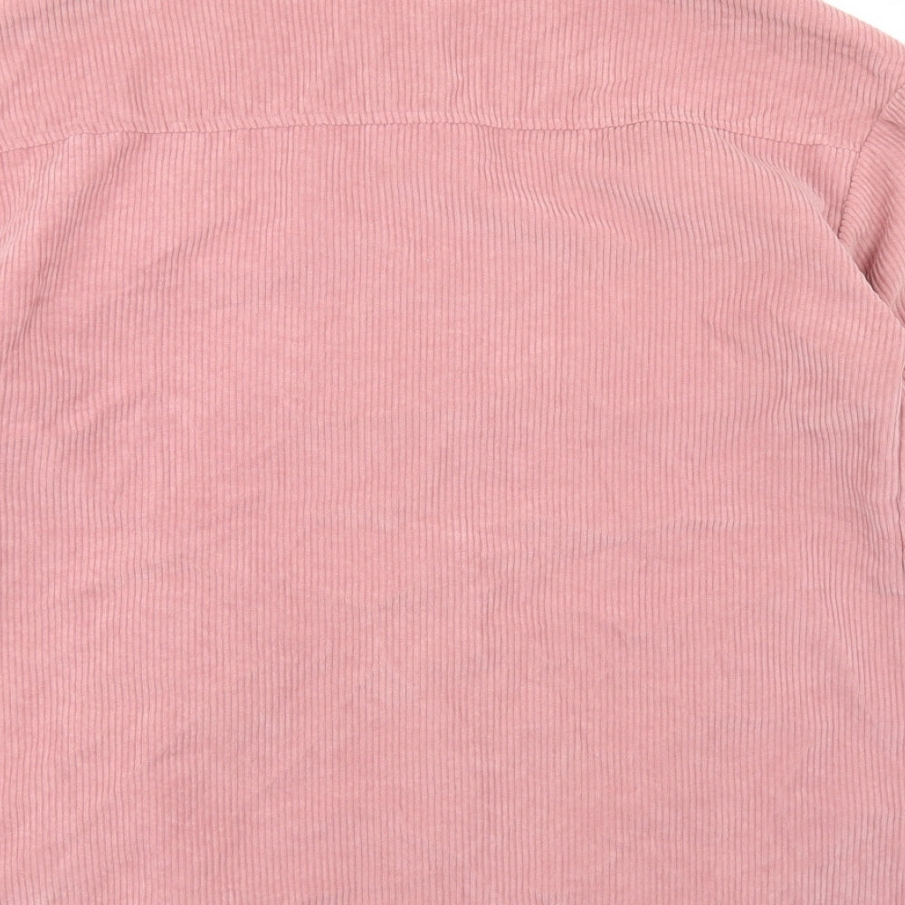 Brand and care label for SHEIN women’s pink jacket, size XS, button - distressed