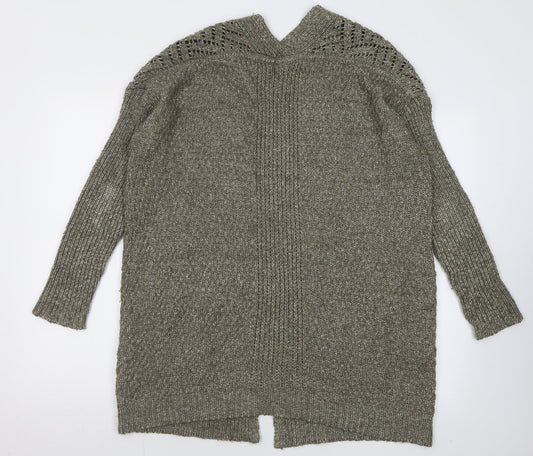 Back view of 3Stones women’s brown v-neck acrylic cardigan jumper, size M