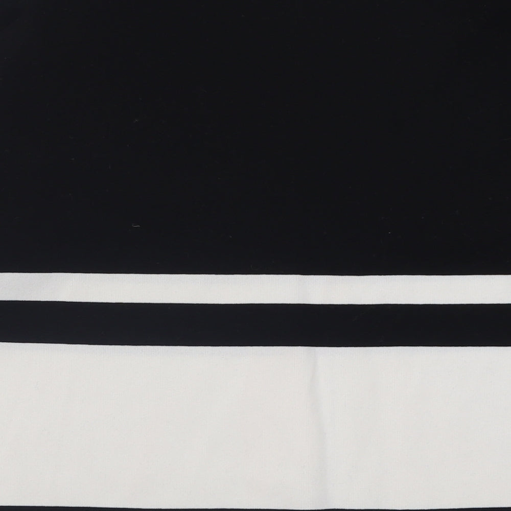 TU Womens Black High Neck Striped Polyamide Pullover Jumper Size 14