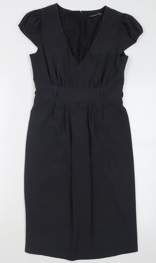 Additional front view of Atmosphere women’s grey polyester a-line, size UK 8, v-neck zip