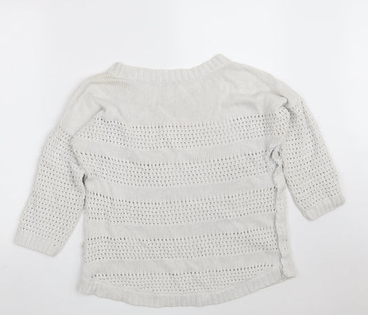 Gap Womens White Round Neck Cotton Pullover Jumper Size M