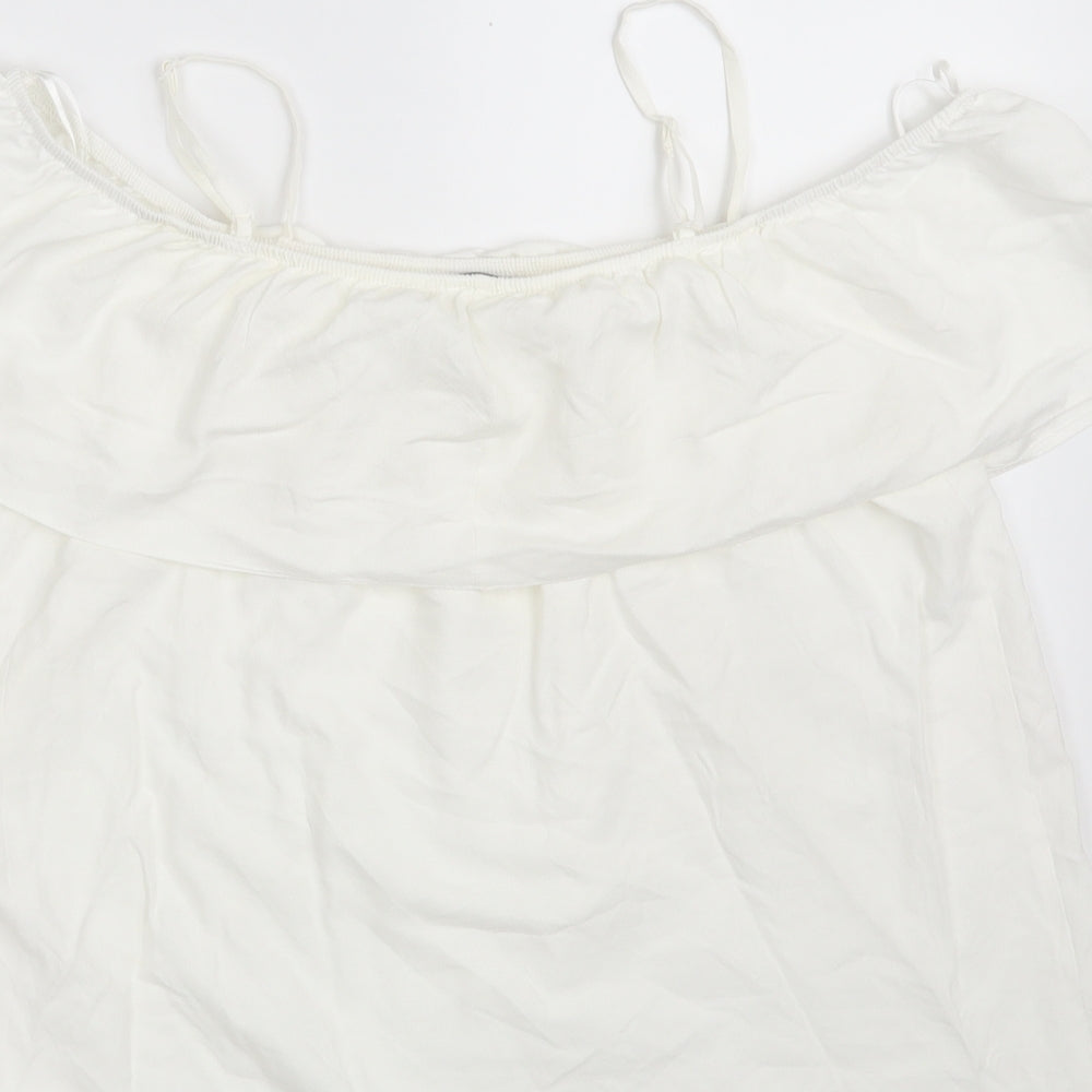 Womens UK Size 10 F&F White Basic Blouse