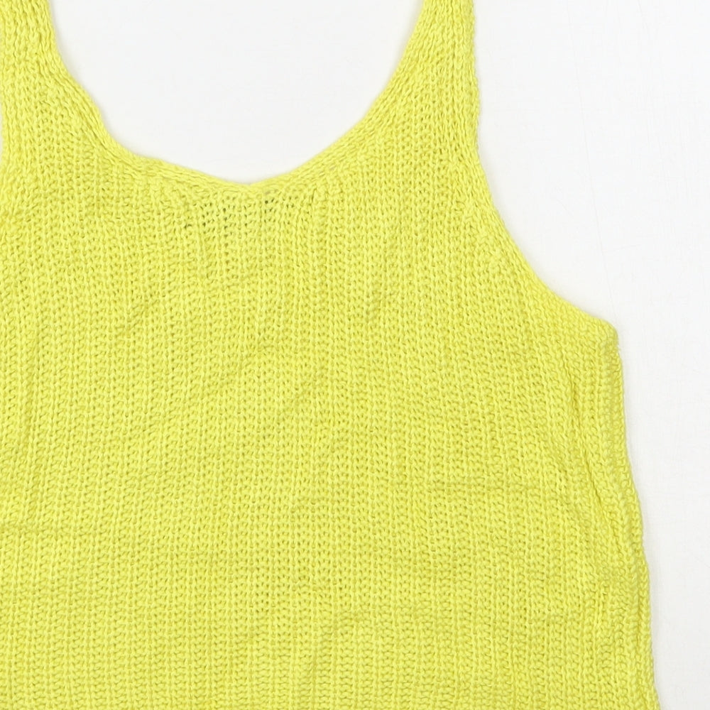 Primark Womens Yellow V-Neck Viscose Vest Jumper Size 8 - Cropped
