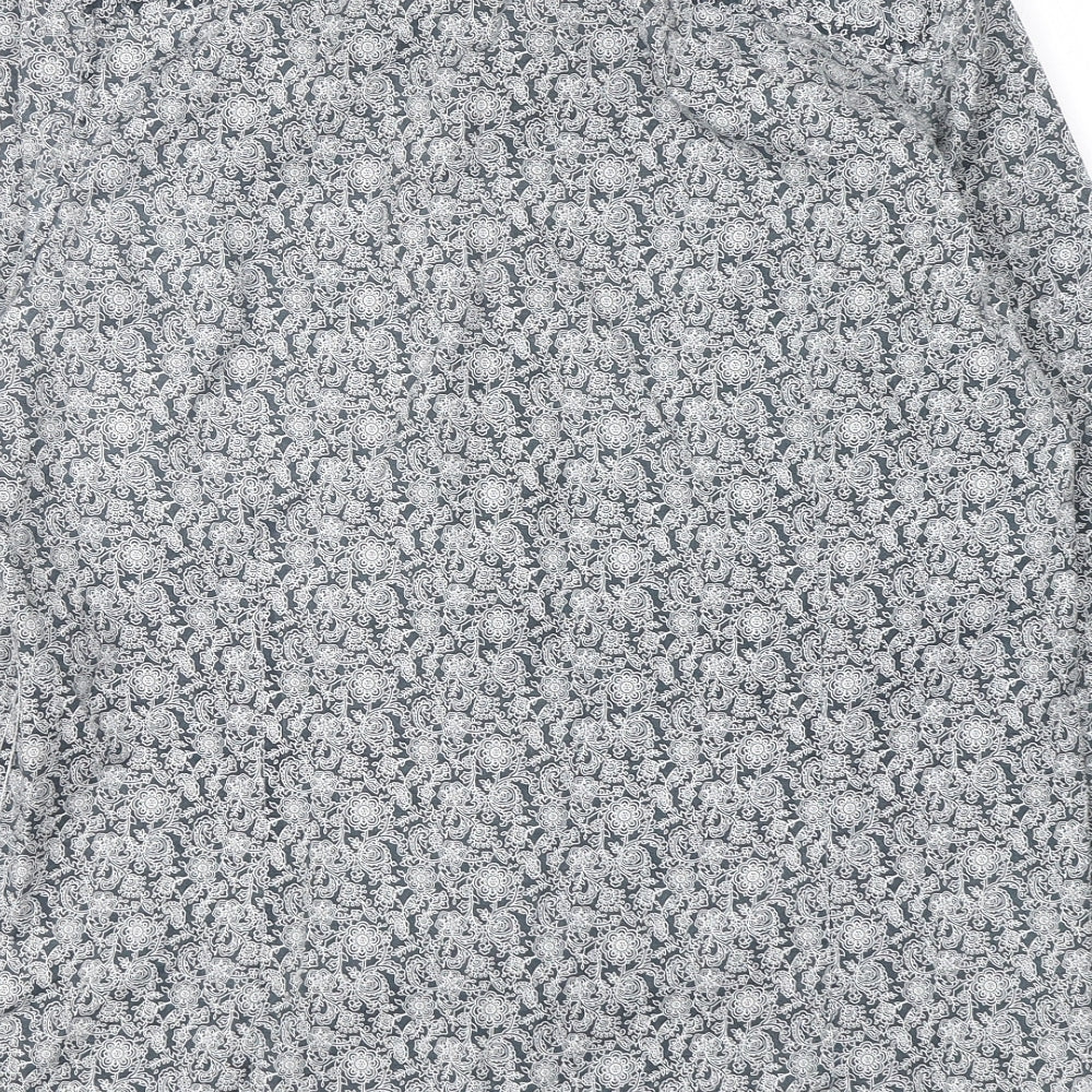 Retro Fire Mens Grey Paisley Polyester Button-Up Size S Collared Button