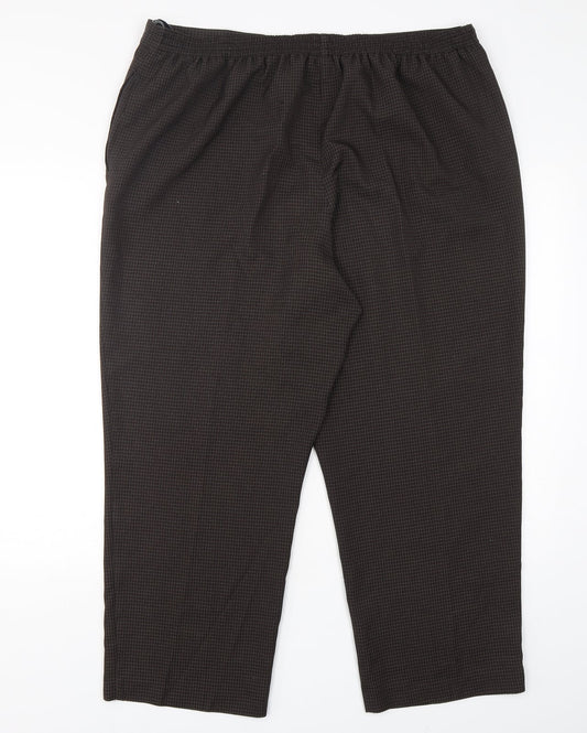 BHS Womens Brown Check Polyester Trousers Size 20 L28 in Regular