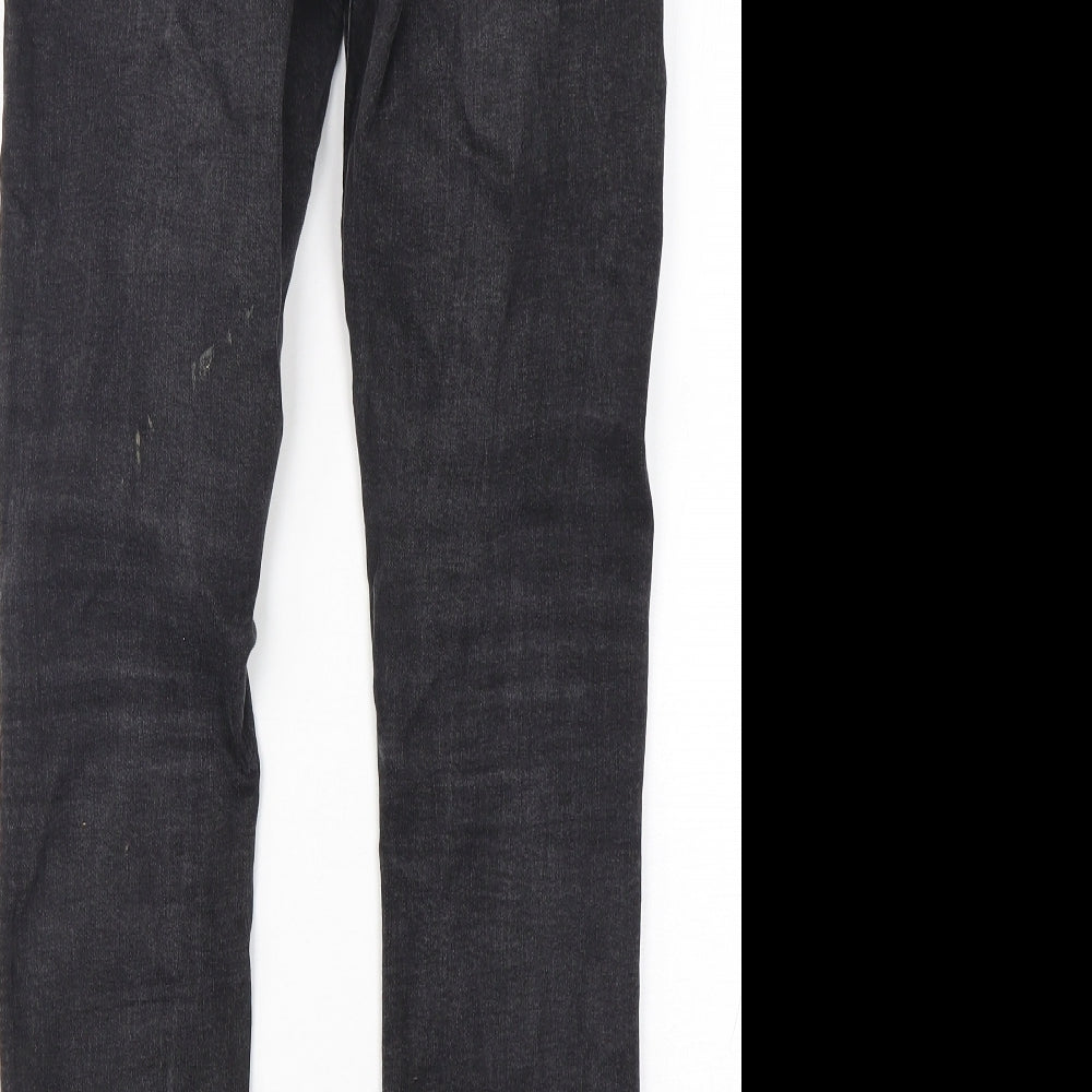 Brand and care label for Denim Co women’s black cotton skinny jeans, size UK 12, 30-inch leg regular