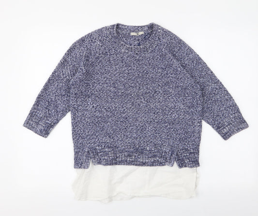 Additional front view of Tu women’s blue round neck 100% cotton jumper, size UK 10, - shirt insert