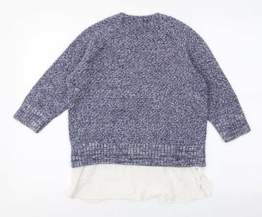 TU Womens Blue Round Neck 100% Cotton Pullover Jumper Size 10 - Shirt insert